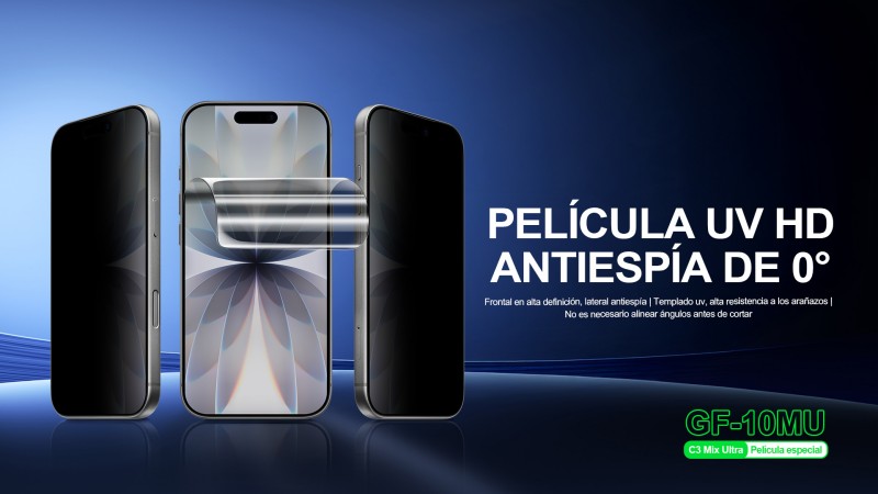 RELIFE GF-10MU Película de hidrogel UV HD anti-espionaje de ángulo 0° (Para C3 MIX ULTRA)