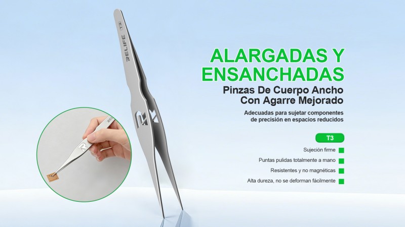 RELIFE T3 Pinzas de punta afilada de cuerpo ancho